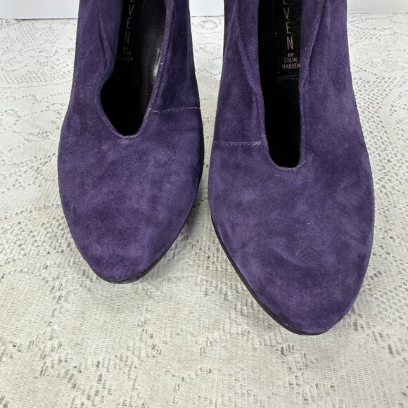 STEVEN MADDEN, Pumptie Dark Purple Suede Leather Heels, Ankle boots, Heels, 6M - Picture 4 of 10